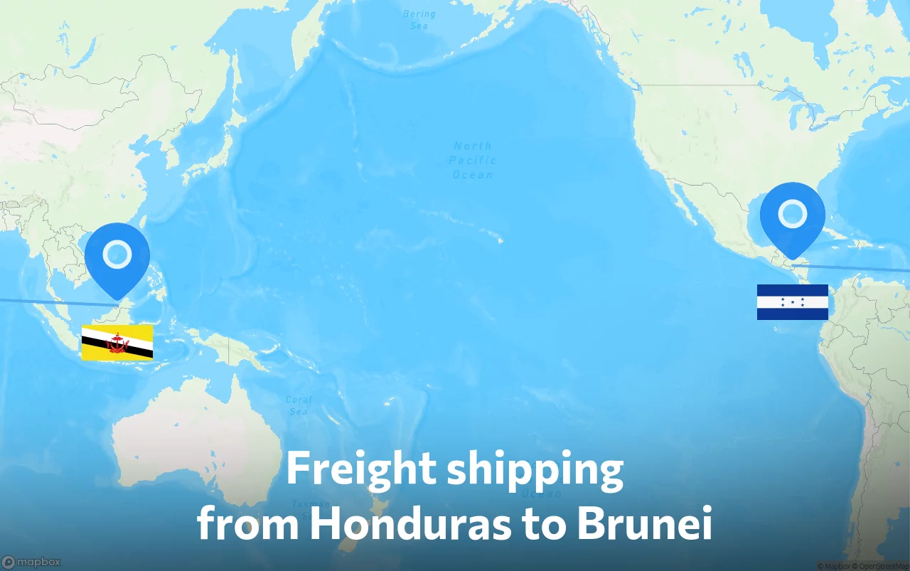 Shipping route from Honduras to Brunei