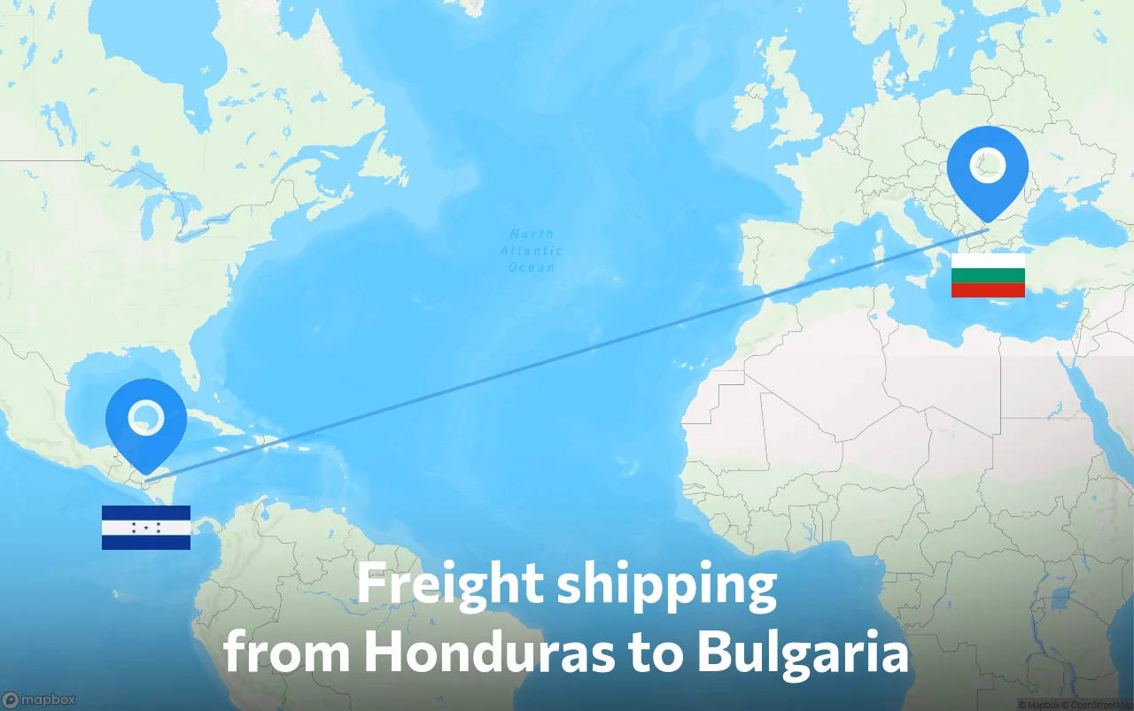 Shipping route from Honduras to Bulgaria