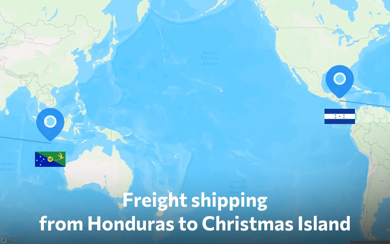 Shipping route from Honduras to Christmas Island