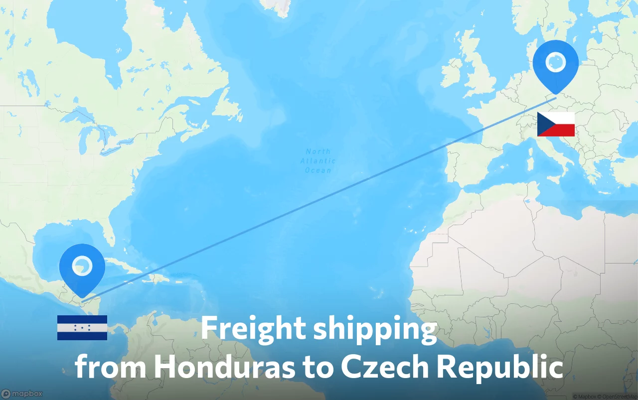 Shipping route from Honduras to Czech Republic