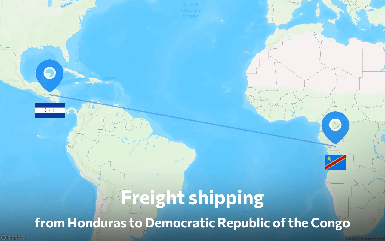 Shipping route from Honduras to Democratic Republic of the Congo