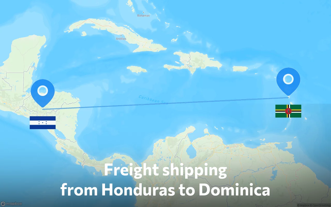 Shipping route from Honduras to Dominica