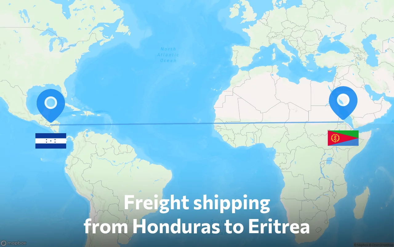 Shipping route from Honduras to Eritrea