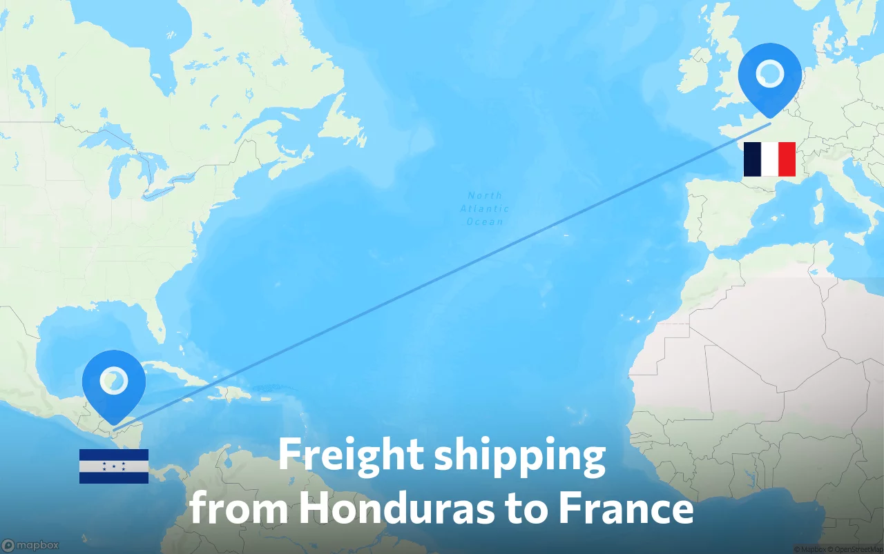 Shipping route from Honduras to France