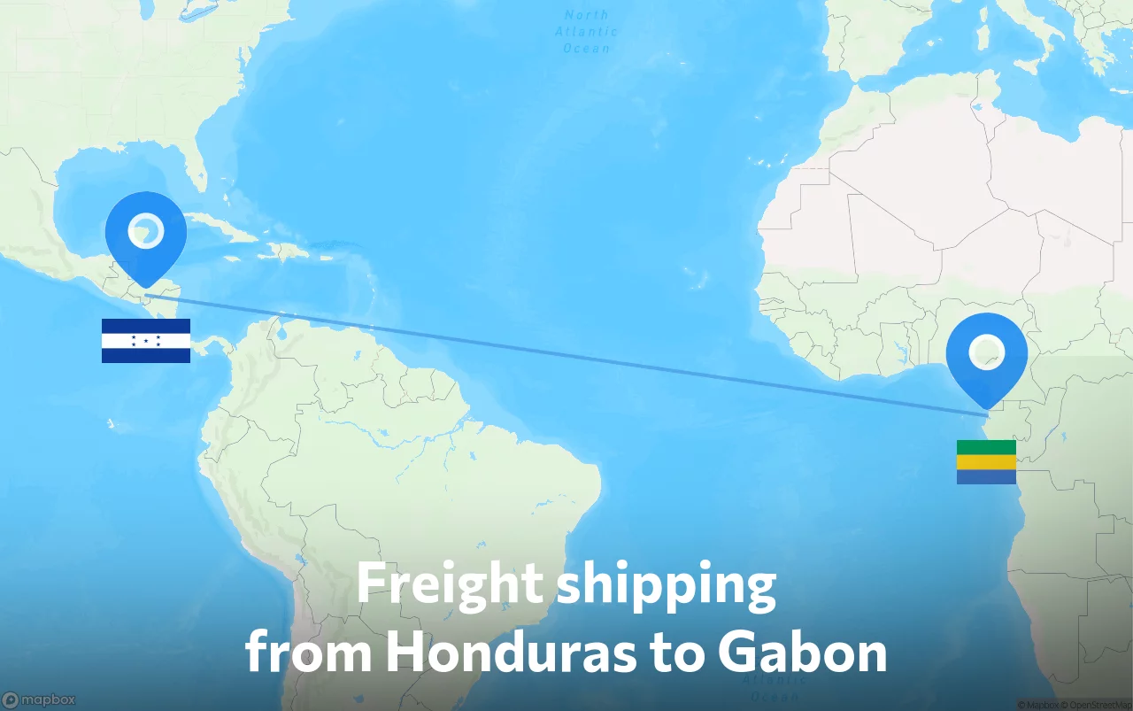 Shipping route from Honduras to Gabon