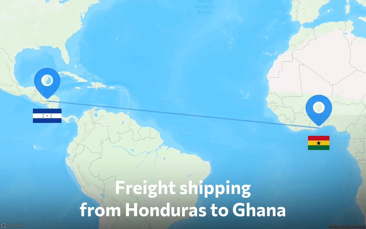 Shipping route from Honduras to Ghana