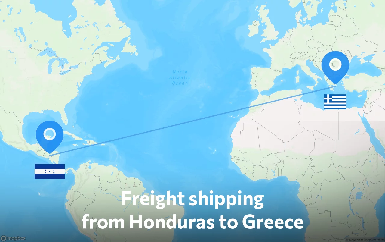 Shipping route from Honduras to Greece