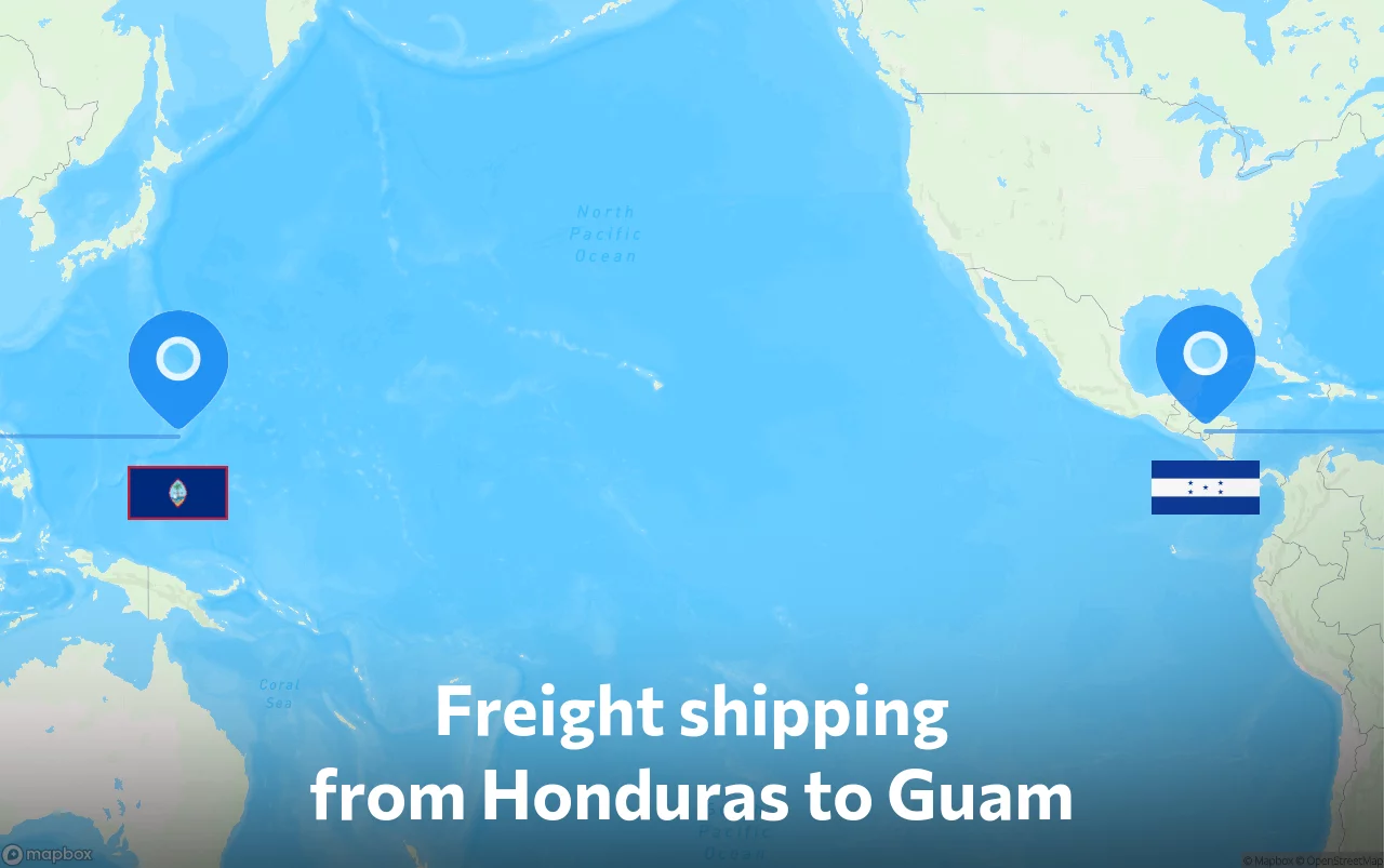 Shipping route from Honduras to Guam