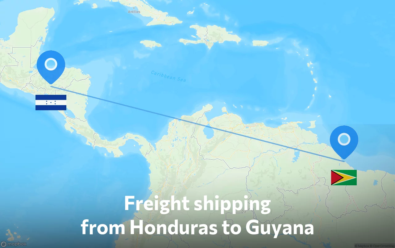 Shipping route from Honduras to Guyana