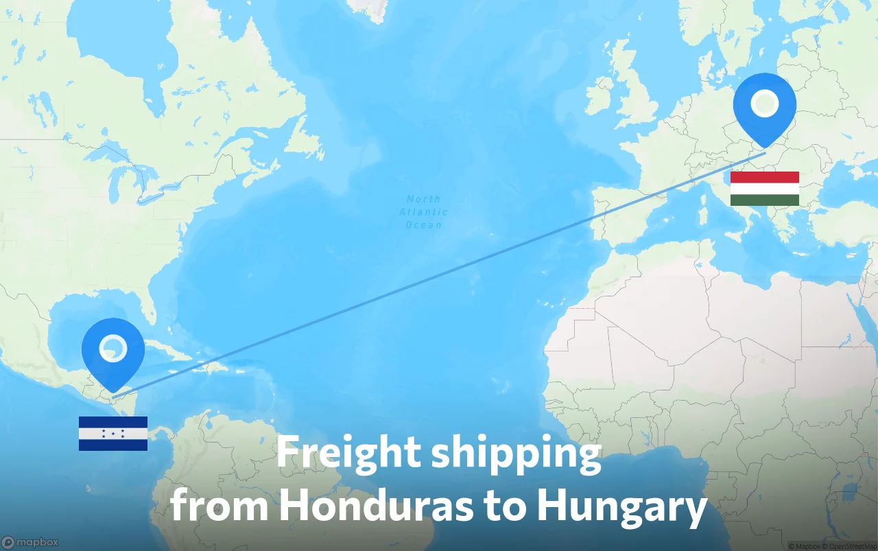 Shipping route from Honduras to Hungary