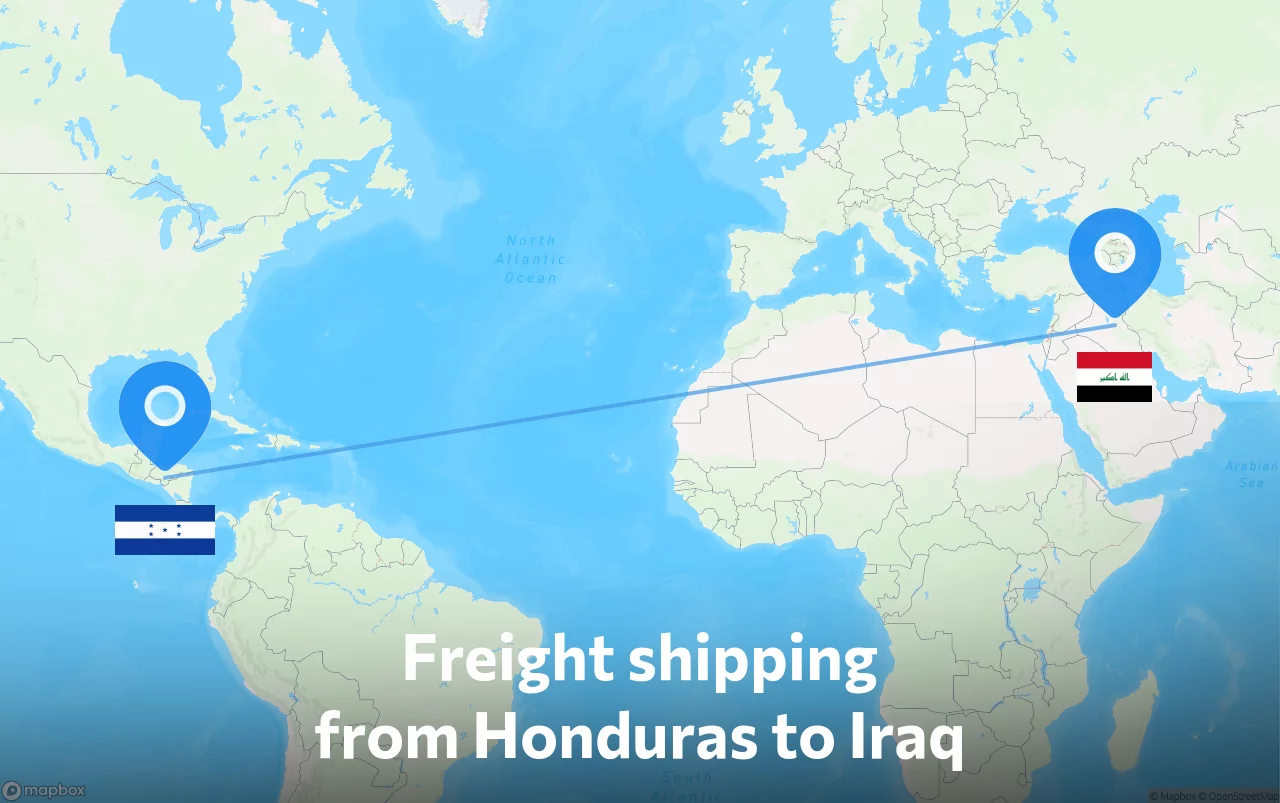 Shipping route from Honduras to Iraq