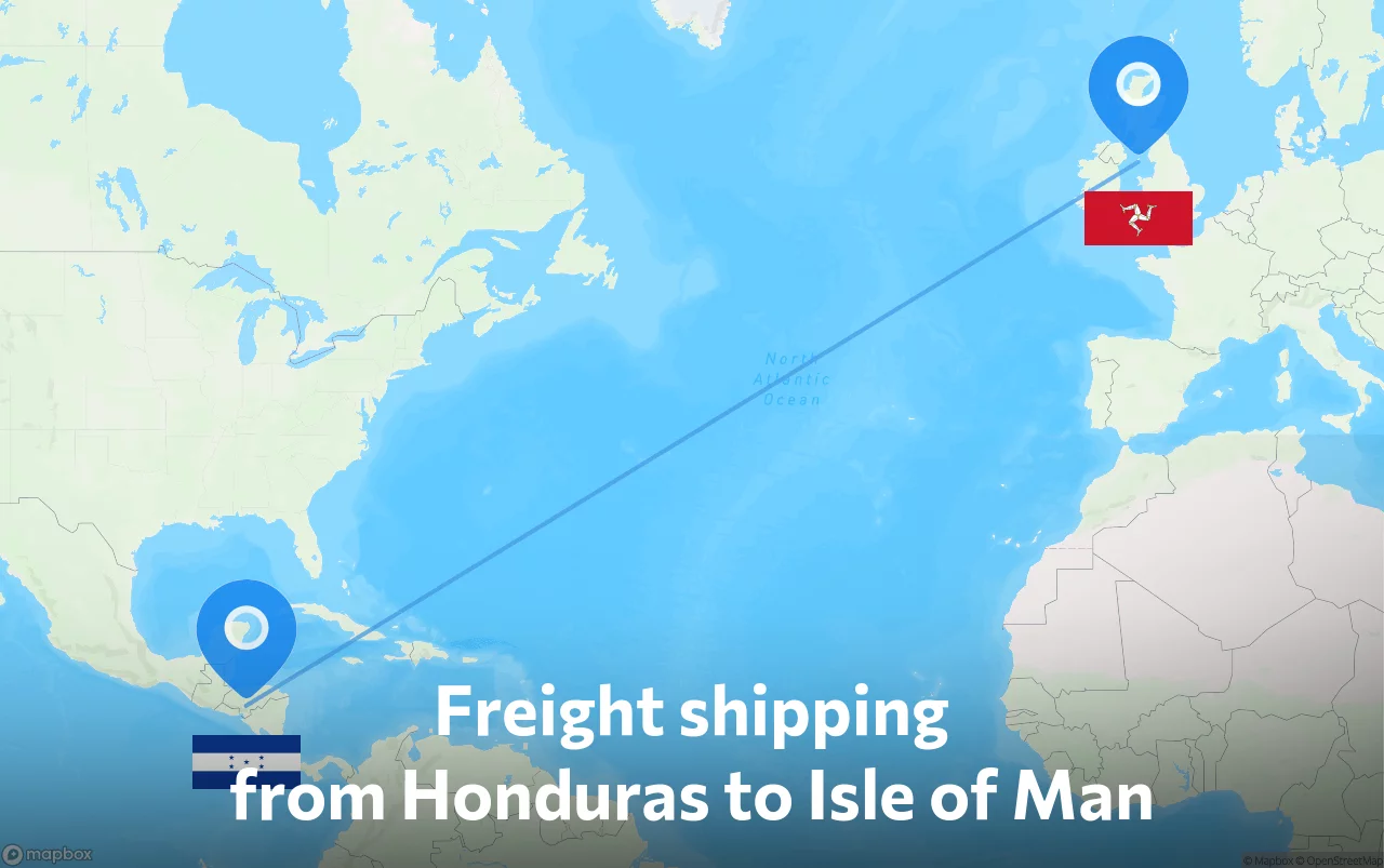 Shipping route from Honduras to Isle of Man