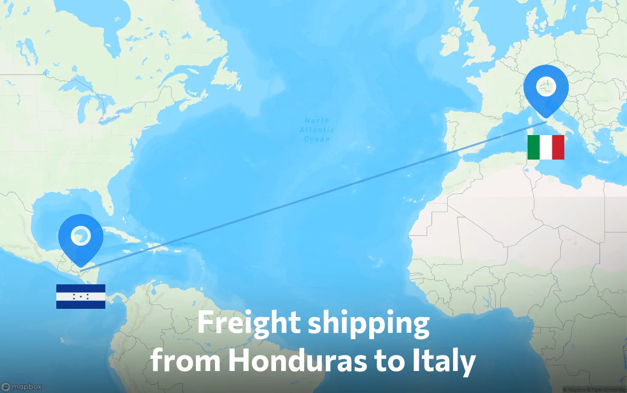 Shipping route from Honduras to Italy