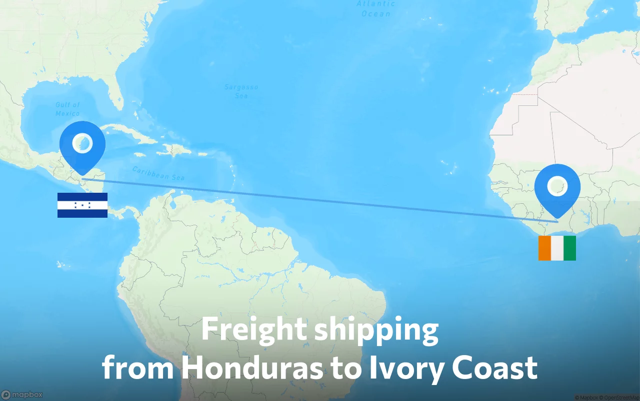 Shipping route from Honduras to Ivory Coast