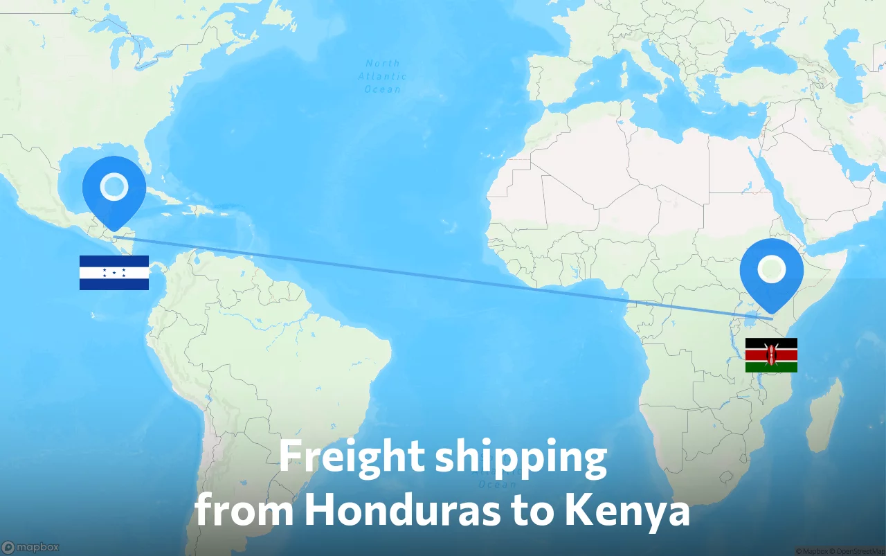 Shipping route from Honduras to Kenya