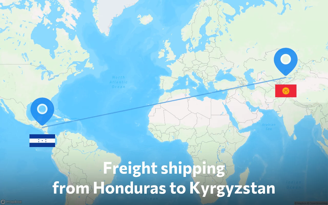 Shipping route from Honduras to Kyrgyzstan