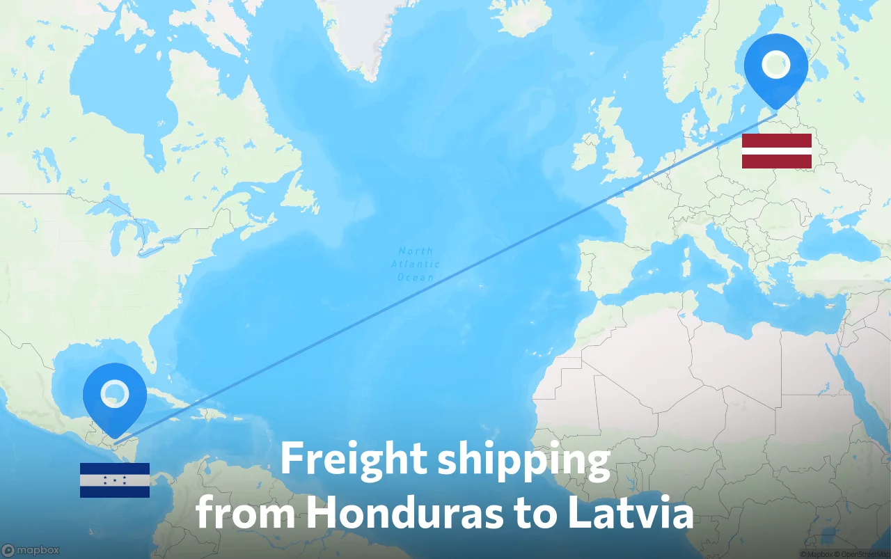 Shipping route from Honduras to Latvia