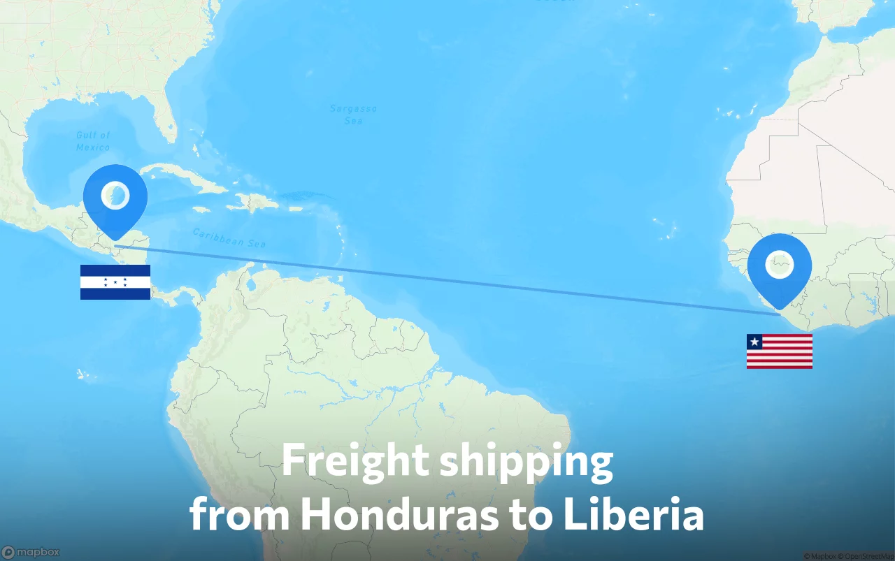 Shipping route from Honduras to Liberia