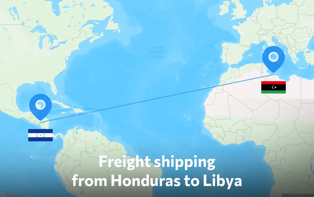 Shipping route from Honduras to Libya