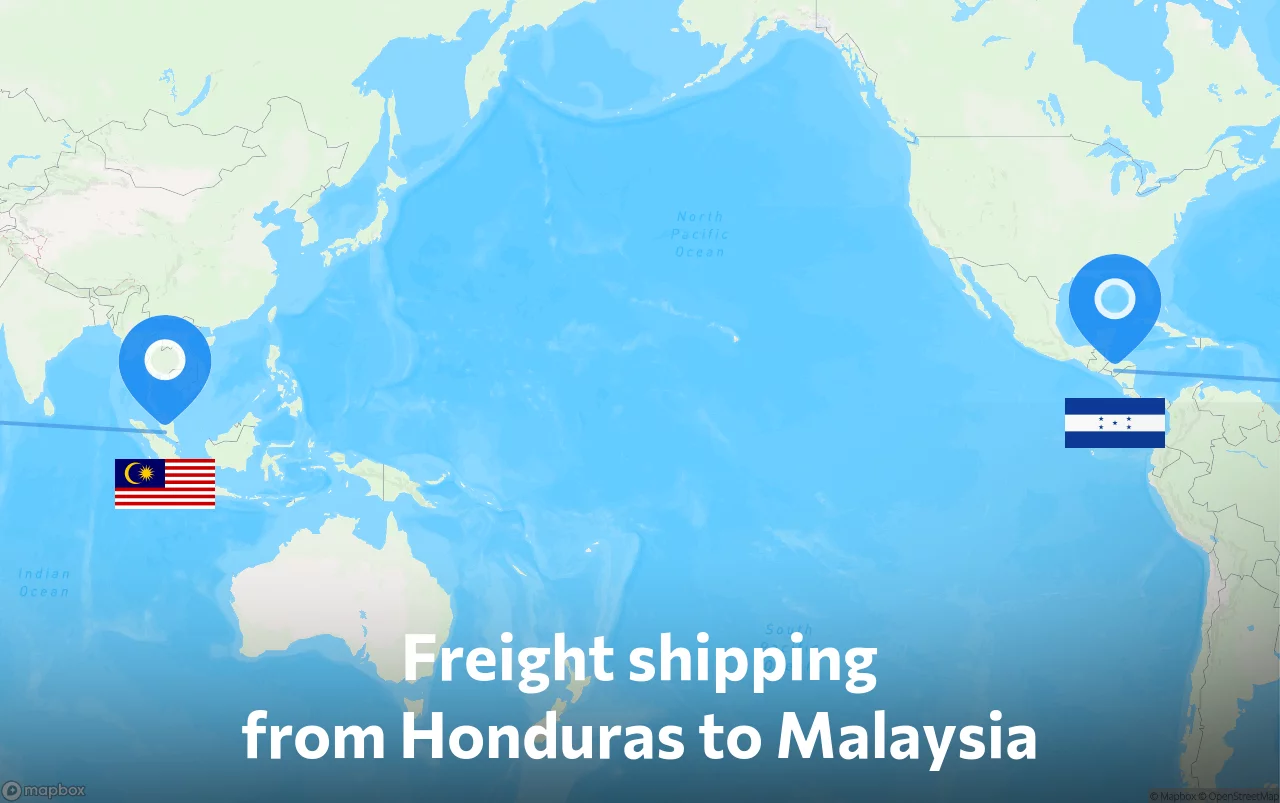 Shipping route from Honduras to Malaysia