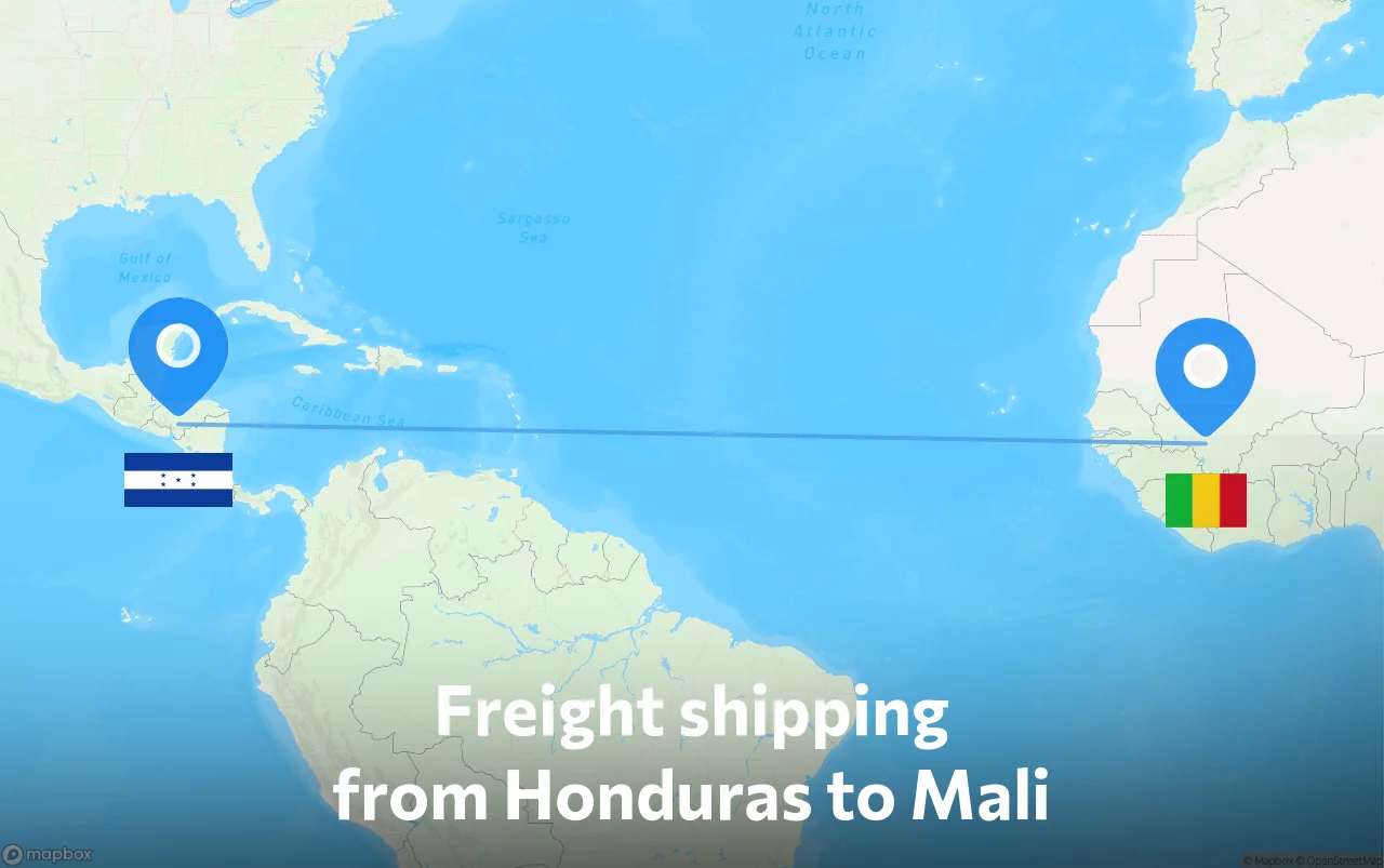 Shipping route from Honduras to Mali