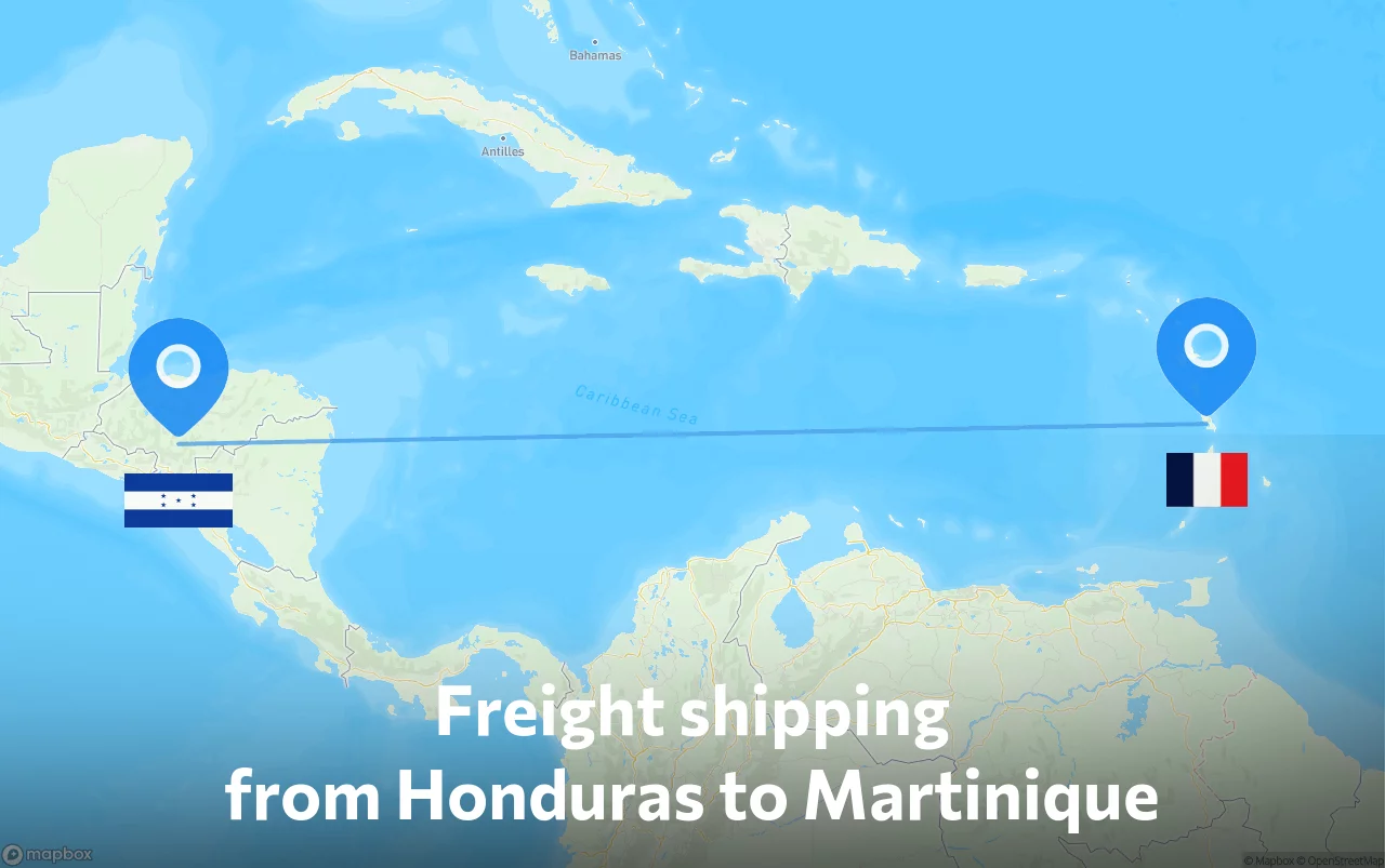 Shipping route from Honduras to Martinique