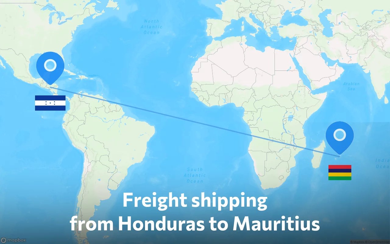 Shipping route from Honduras to Mauritius