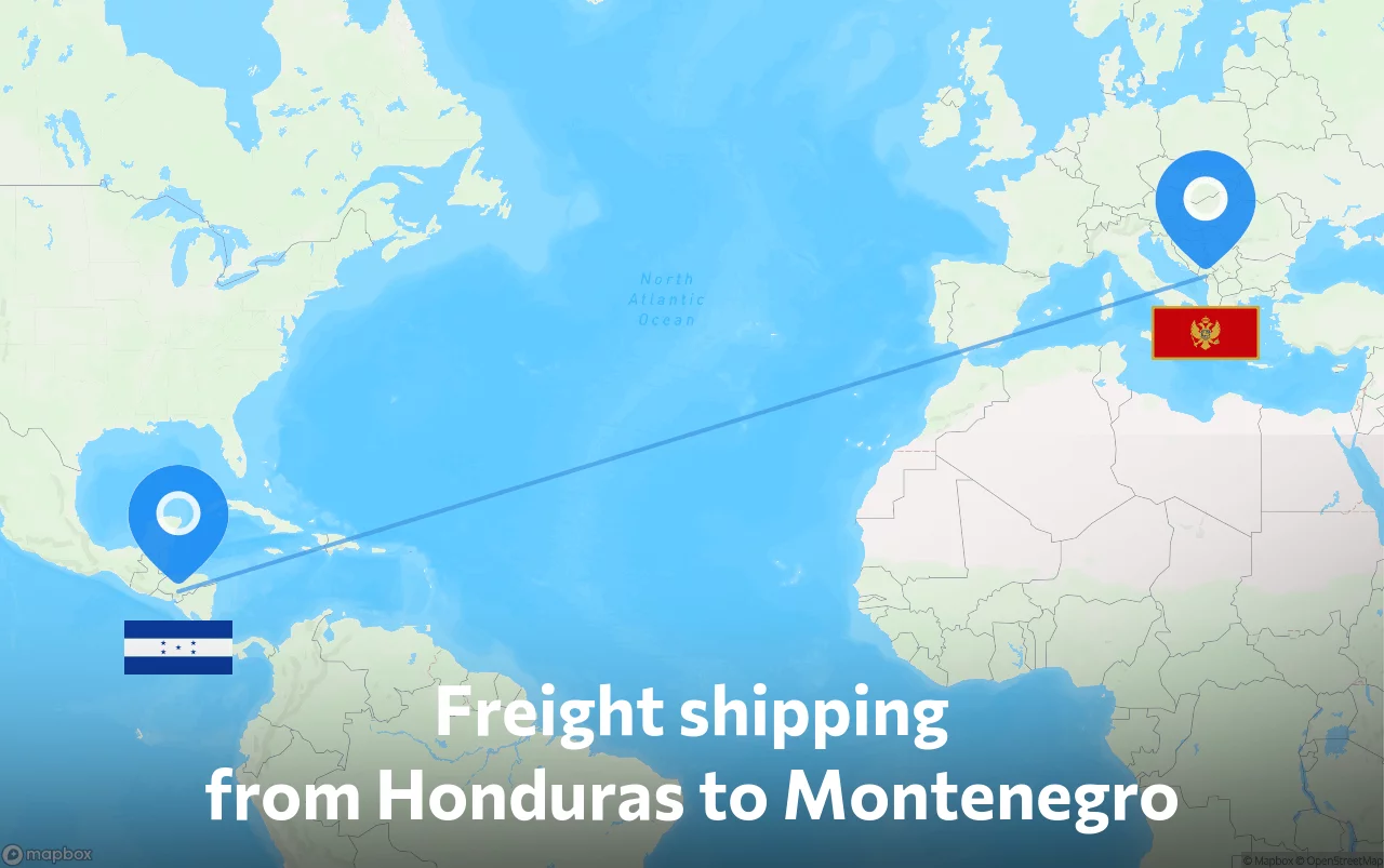 Shipping route from Honduras to Montenegro