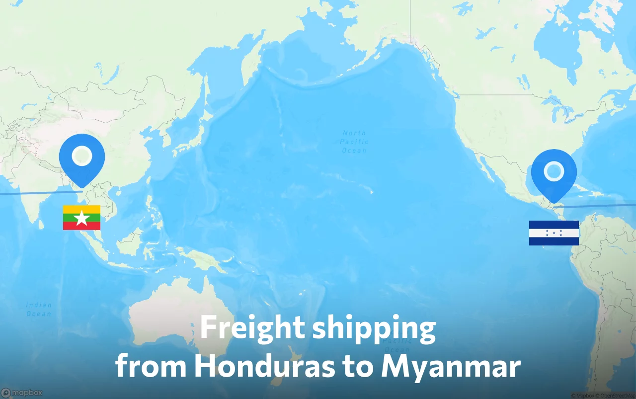 Shipping route from Honduras to Myanmar