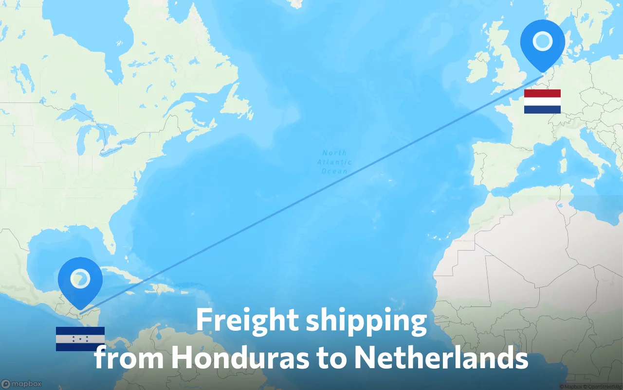 Shipping route from Honduras to Netherlands