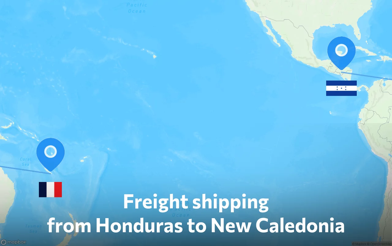 Shipping route from Honduras to New Caledonia
