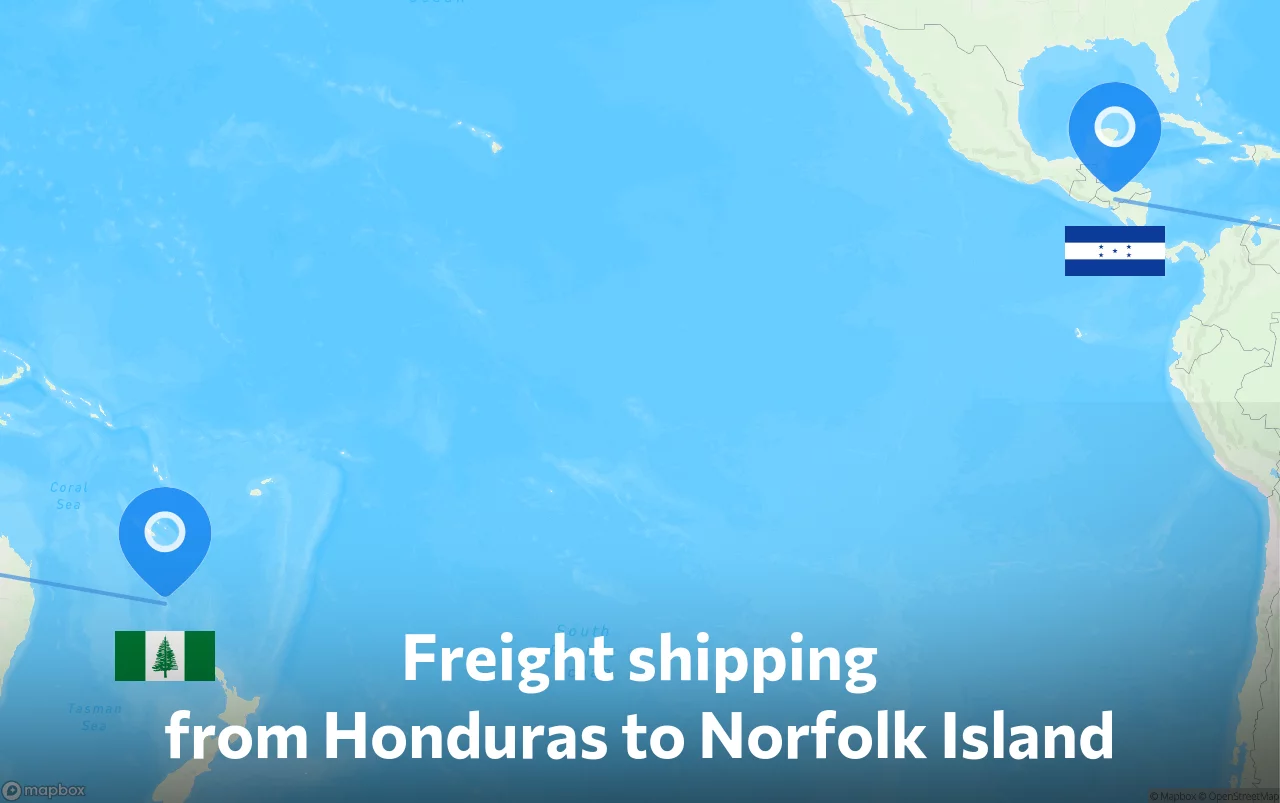 Shipping route from Honduras to Norfolk Island