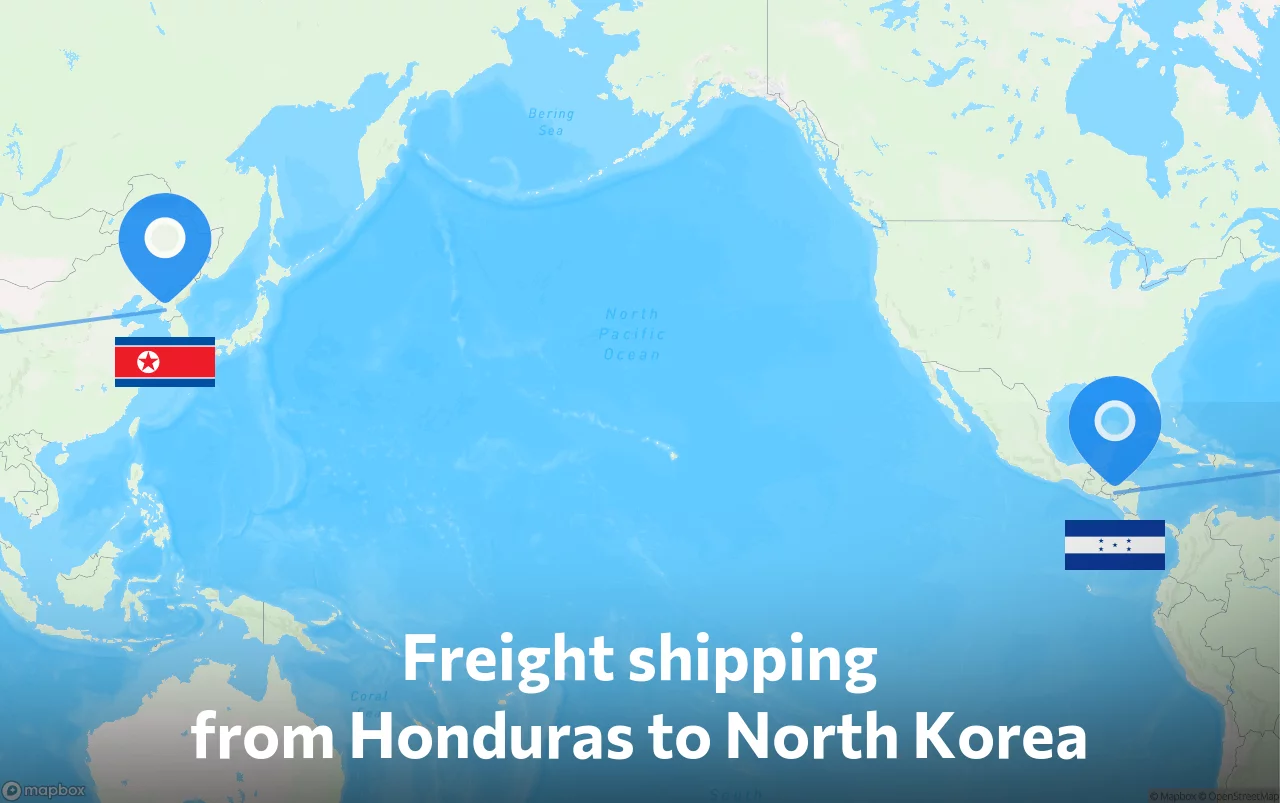 Shipping route from Honduras to North Korea