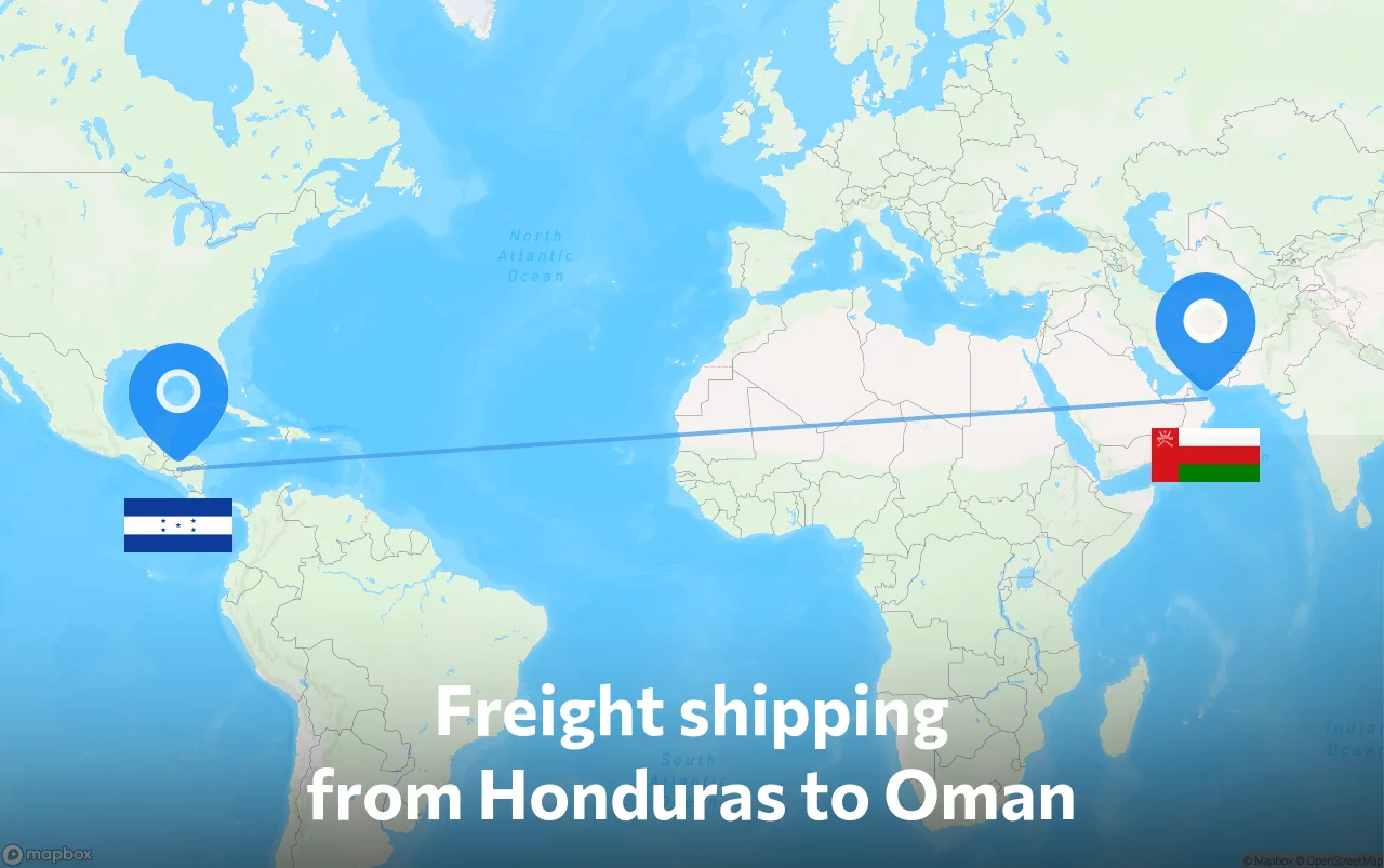 Shipping route from Honduras to Oman