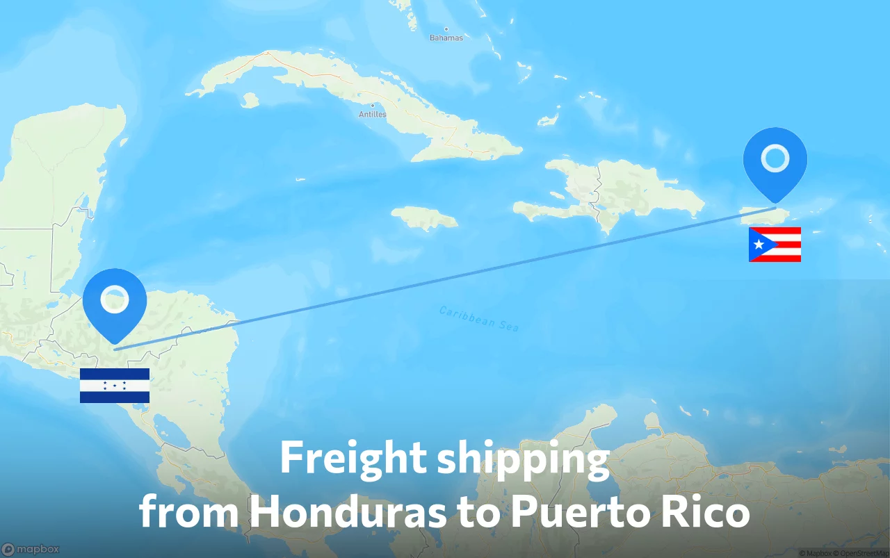 Shipping route from Honduras to Puerto Rico