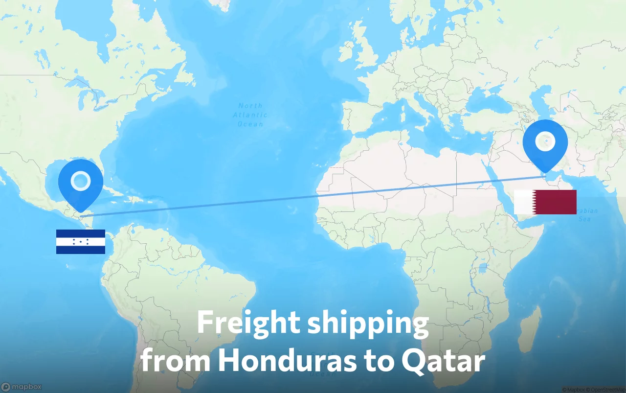 Shipping route from Honduras to Qatar