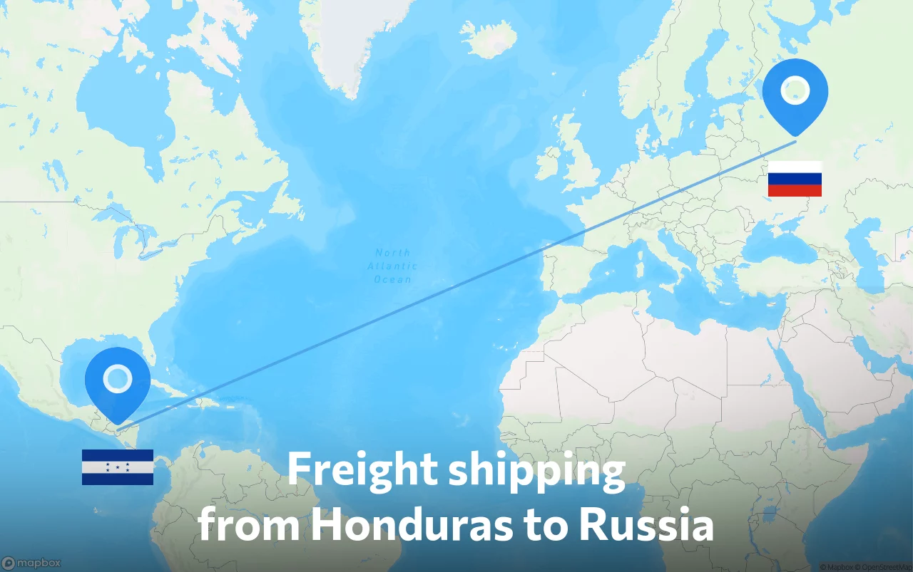 Shipping route from Honduras to Russia