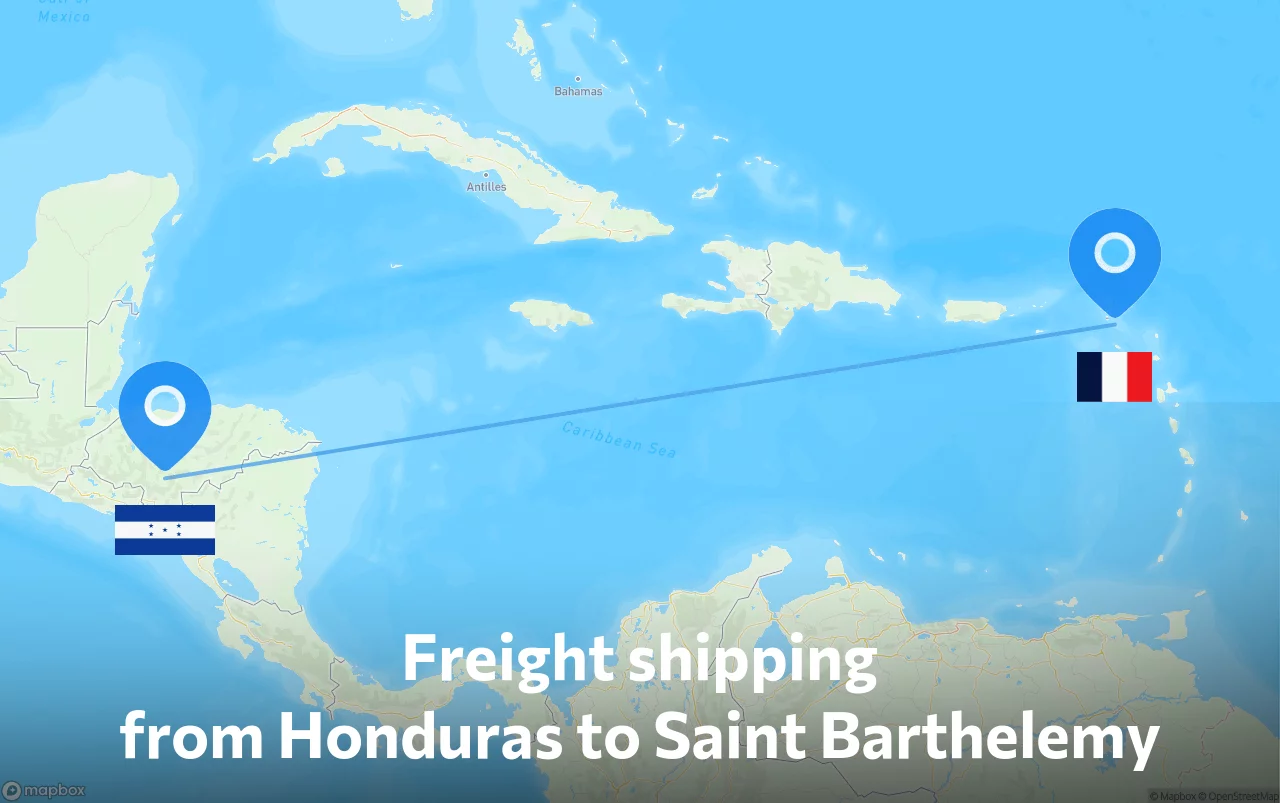 Shipping route from Honduras to Saint Barthelemy