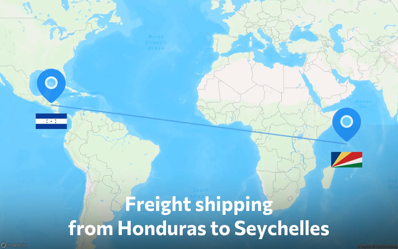 Shipping route from Honduras to Seychelles