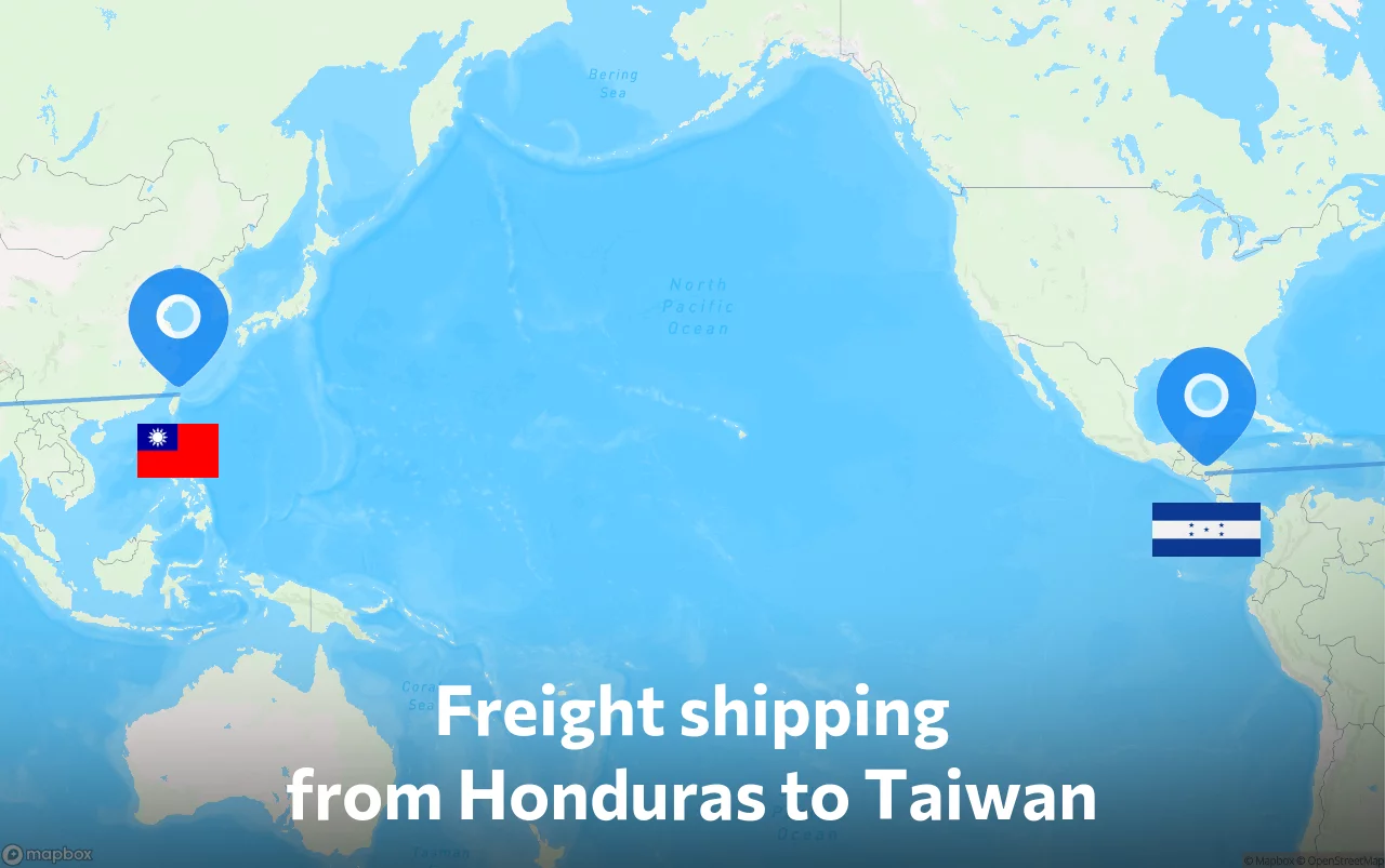 Shipping route from Honduras to Taiwan