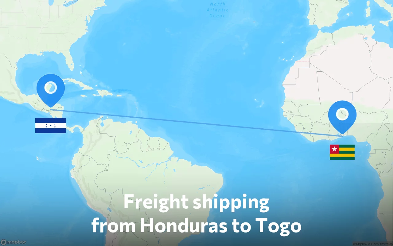 Shipping route from Honduras to Togo