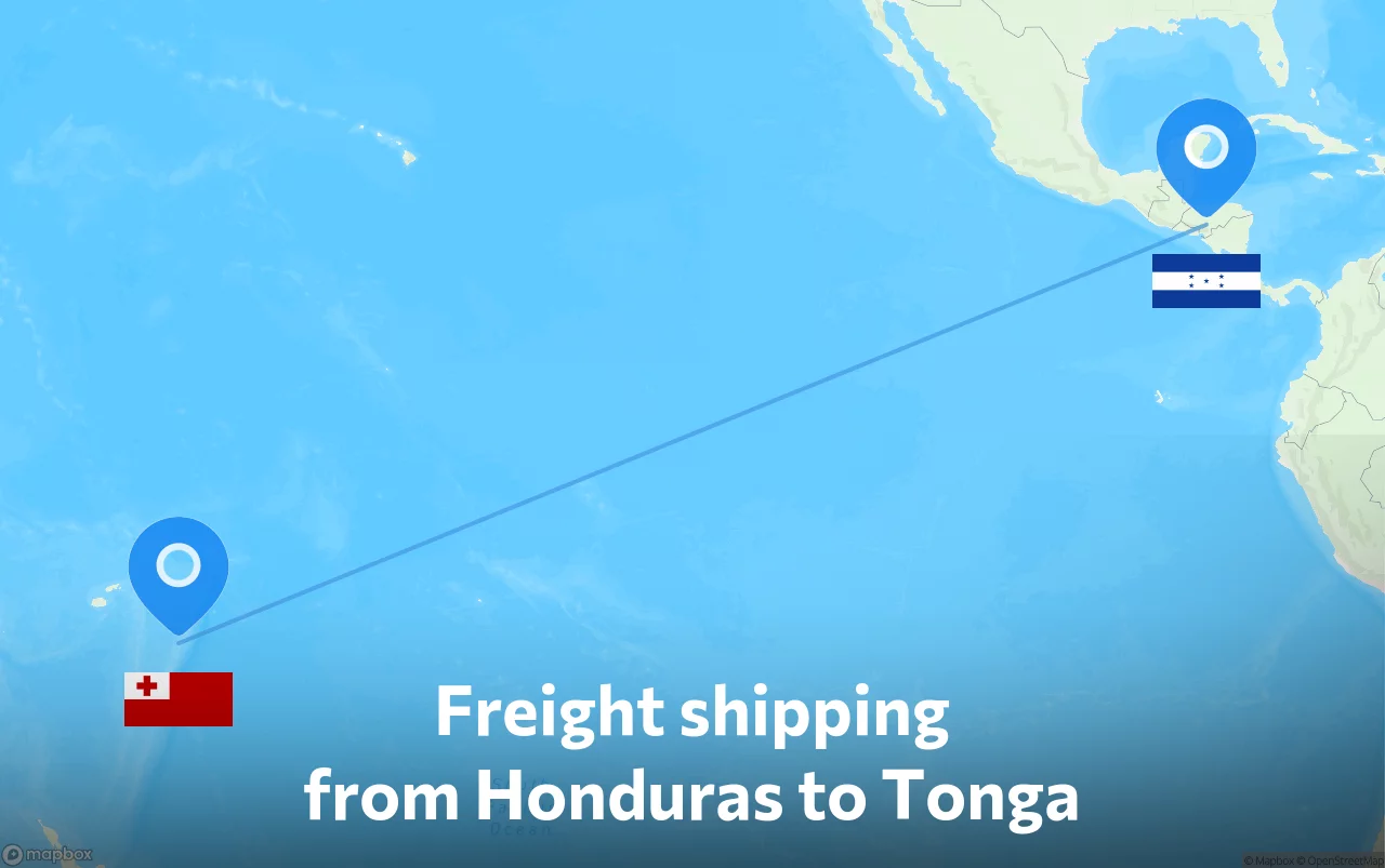 Shipping route from Honduras to Tonga