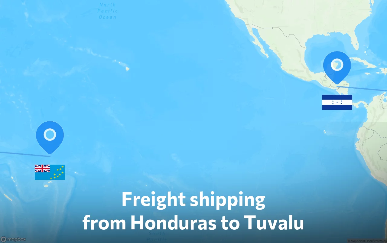 Shipping route from Honduras to Tuvalu