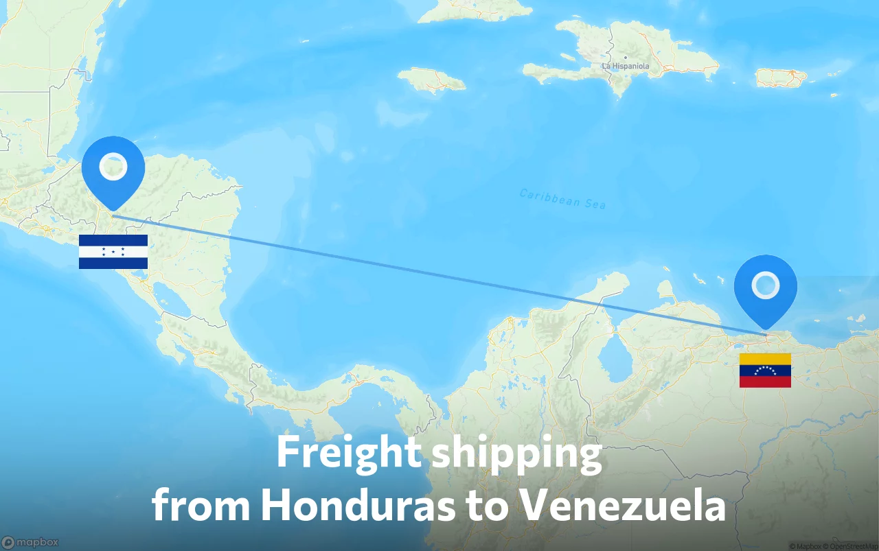Shipping route from Honduras to Venezuela