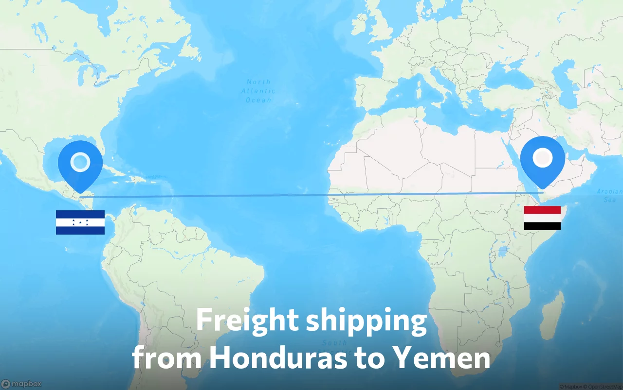 Shipping route from Honduras to Yemen