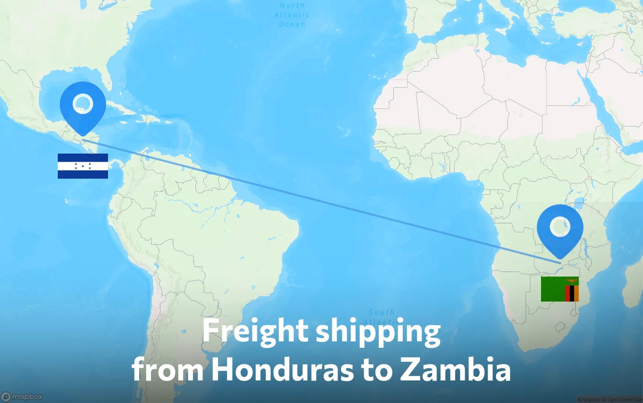 Shipping route from Honduras to Zambia