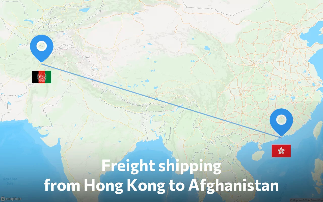 Shipping route from Hong Kong to Afghanistan