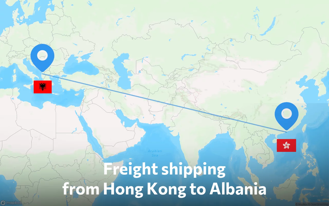 Shipping route from Hong Kong to Albania