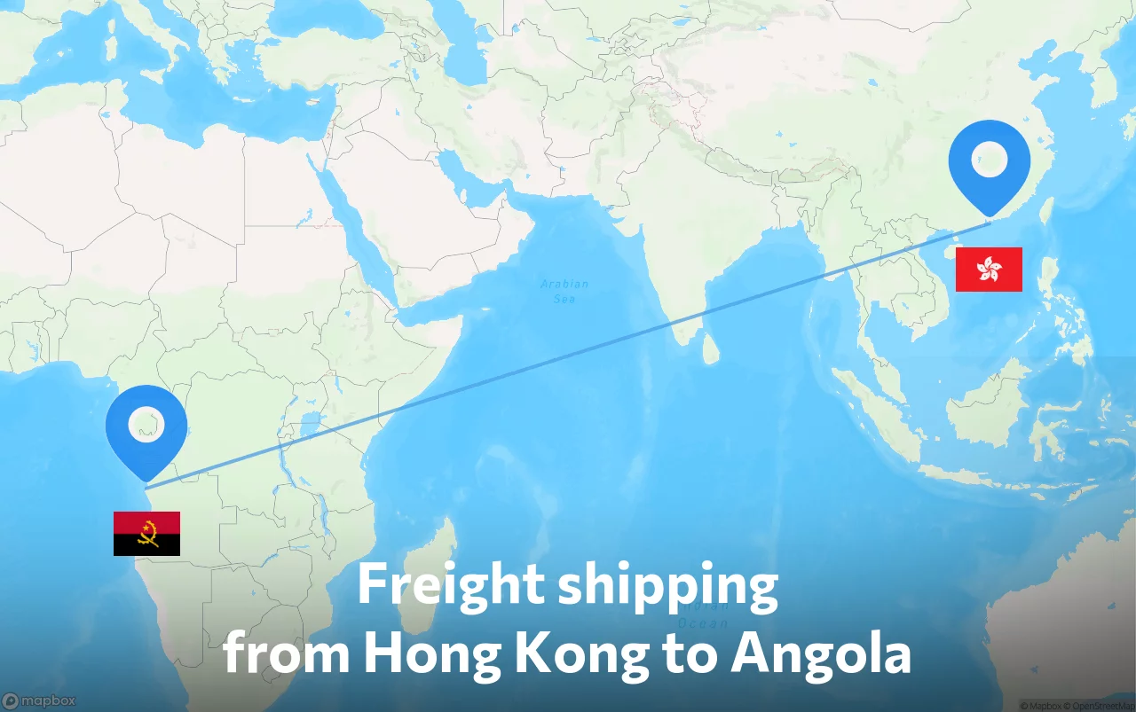 Shipping route from Hong Kong to Angola