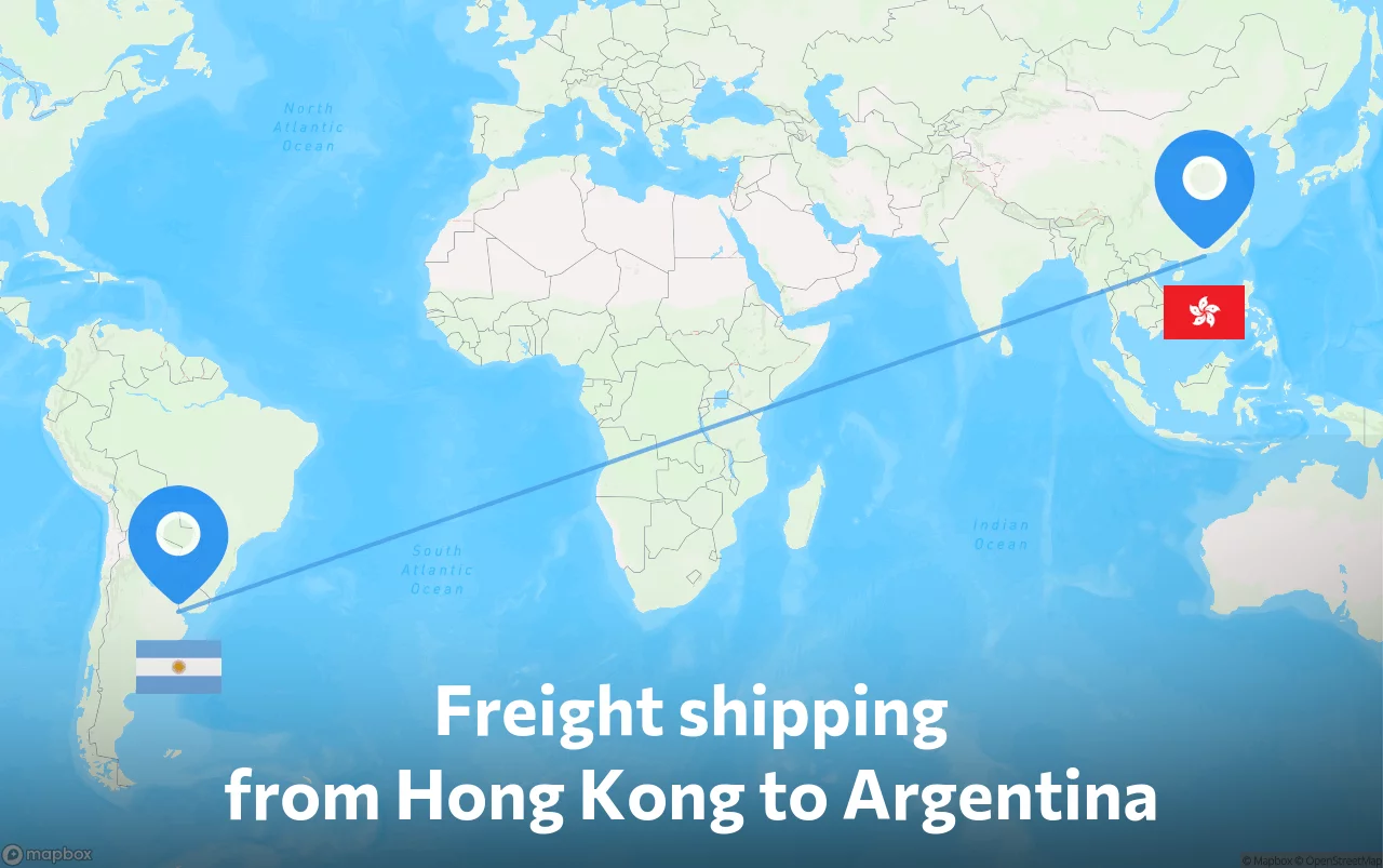 Shipping route from Hong Kong to Argentina